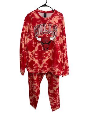 NBA Chicago Bulls XXL Mens Tie-Dye 3 Piece Lounge Set Tops Pants Red Athleisure
